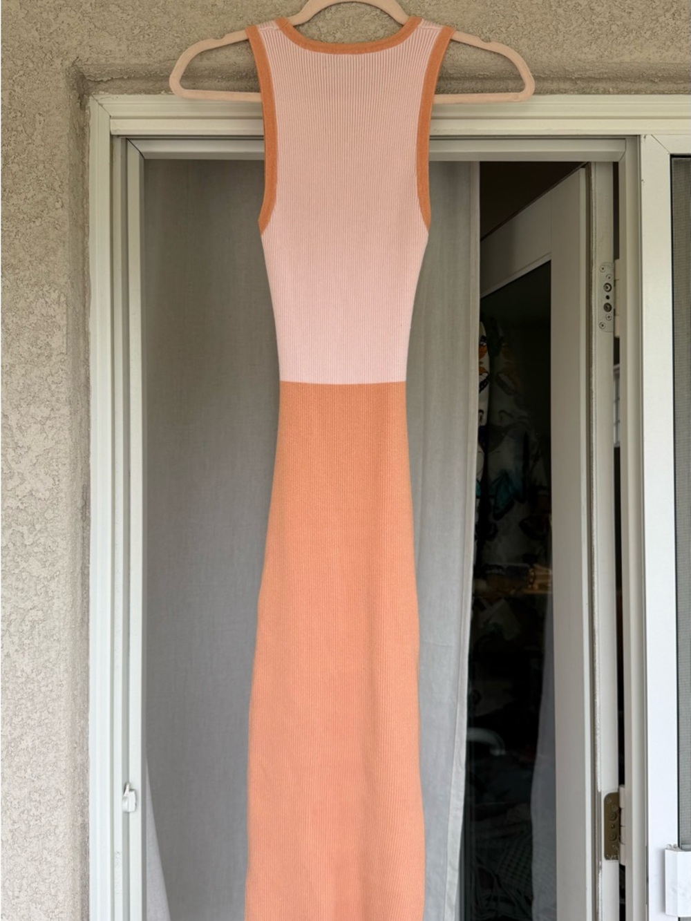 Petal & Pup Peach and Light Pink Ribbed Maxi Dress